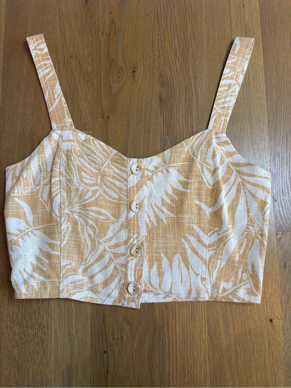 ZSupply Womens Button-Front Crop Tank in Peach Leaf Print